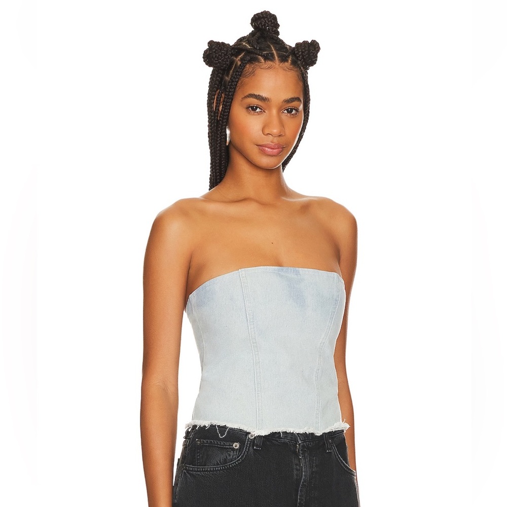 NWOT Superdown Denim Strapless Top